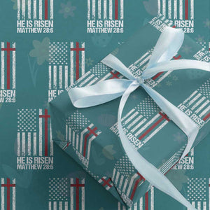 He Is Rise Wrapping Paper Roll Christian American Flag Easter Bible Verse TS14 Teal Print Your Wear