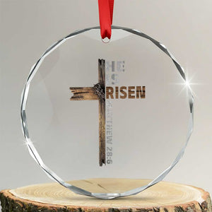 He is Risen Christian Crystal Glass Ornament Easter Cross Jesus Christian TS14 Transparent Glass 3'' Circle Print Your Wear