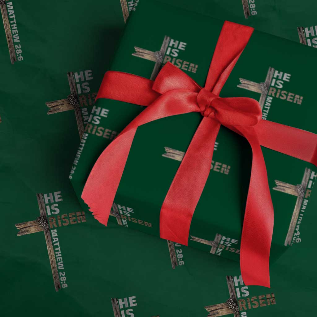 He is Risen Christian Wrapping Paper Roll Easter Cross Jesus Christian TS14 Green Print Your Wear