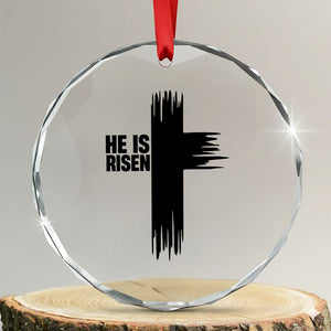 He Is Risen Crystal Glass Ornament Christian Easter Cross TS10 Transparent Glass 3'' Circle Print Your Wear