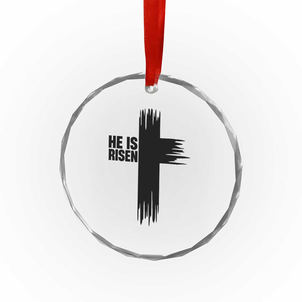 He Is Risen Crystal Glass Ornament Christian Easter Cross TS10 Print Your Wear