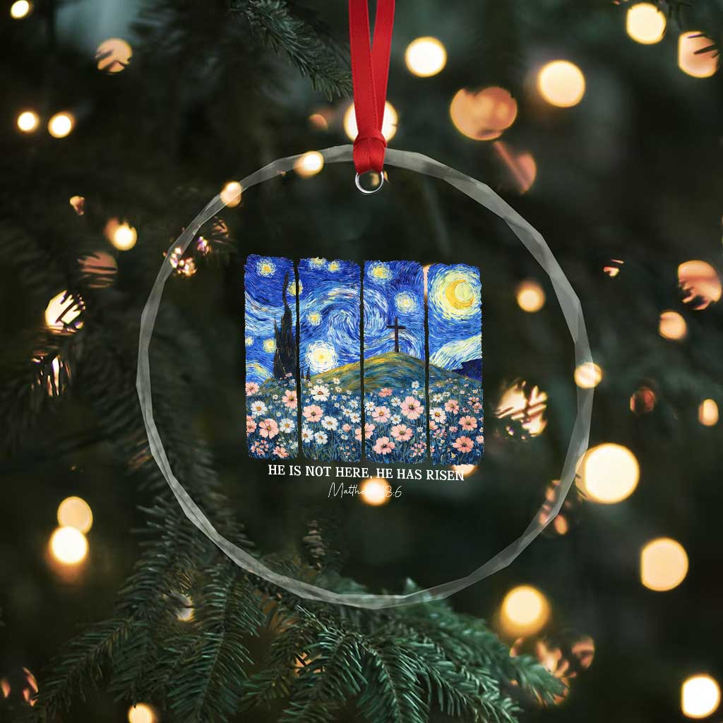 He is Risen Crystal Glass Ornament Christian Easter Starry Night Van Gogh TS14 Print Your Wear