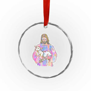 He Is Risen Crystal Glass Ornament Christian Religious Easter Day Bible Verse Sheep Glitter Print TS11 Print Your Wear
