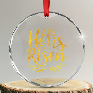 He Is Risen Crystal Glass Ornament Jesus Easter Religious Christians TS10 Transparent Glass 3'' Circle Print Your Wear