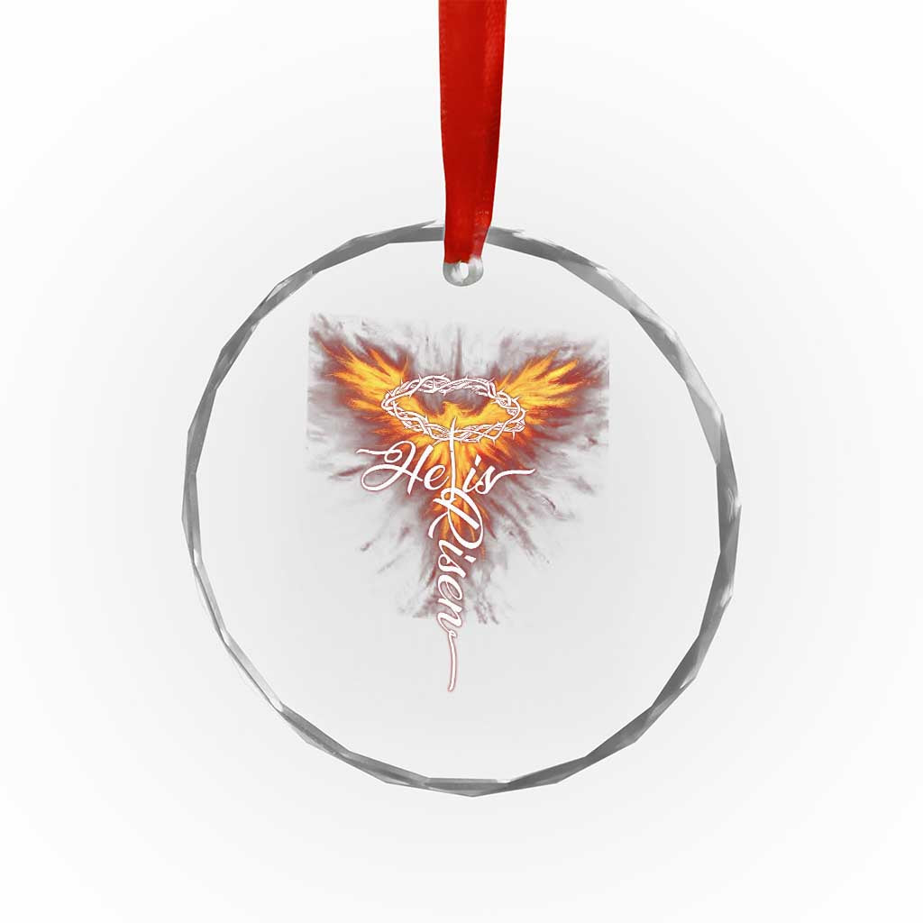 He Is Risen Crystal Glass Ornament Jesus Resurrection Easter Christian Cross Phoenix Rising TS10 Print Your Wear