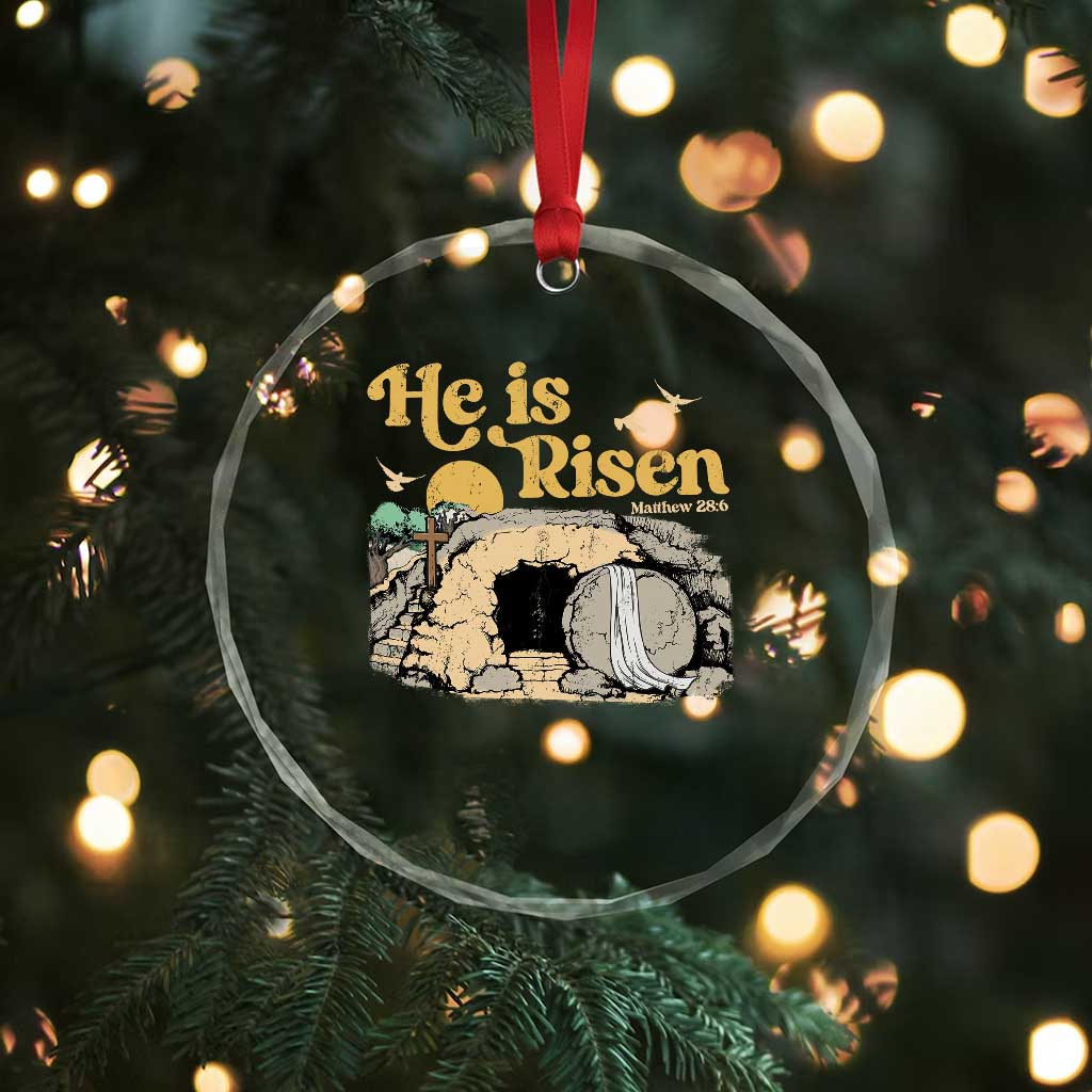 He Is Risen Crystal Glass Ornament Retro Vintage Easter Jesus Christian Apparel TS10 Print Your Wear