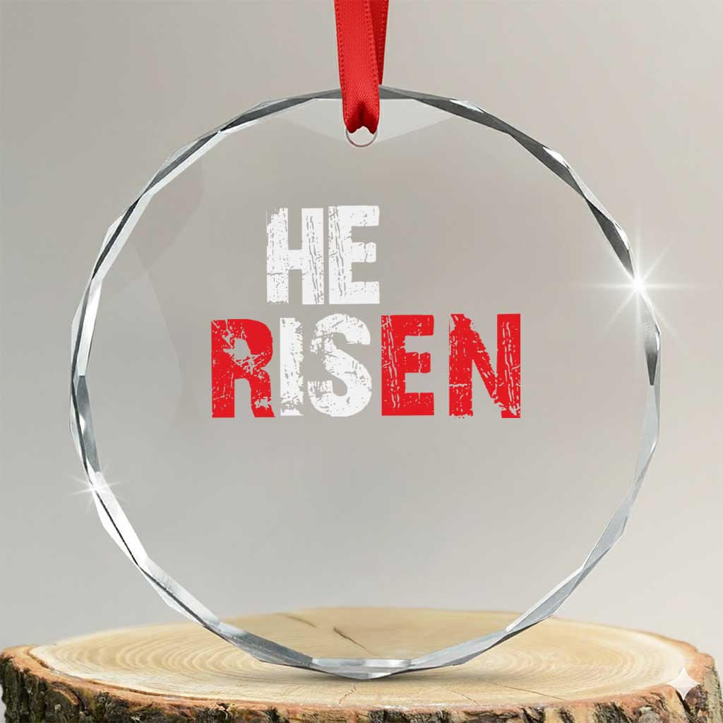 He Is Risen Crystal Glass Ornament Vintage Christian Religious Faith TS10 Transparent Glass 3'' Circle Print Your Wear