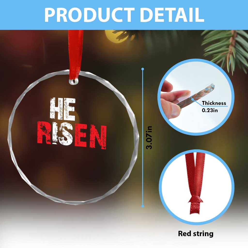 He Is Risen Crystal Glass Ornament Vintage Christian Religious Faith TS10 Print Your Wear