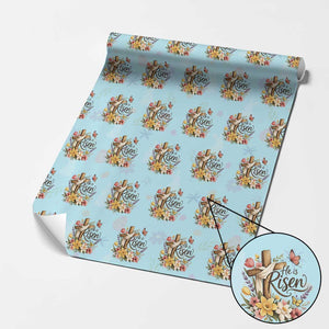 He Is Risen Floral Cross Christian Easter Wrapping Paper Roll Spring Flowers Butterfly Faith Inspirational Gift TS02 Light Blue Print Your Wear