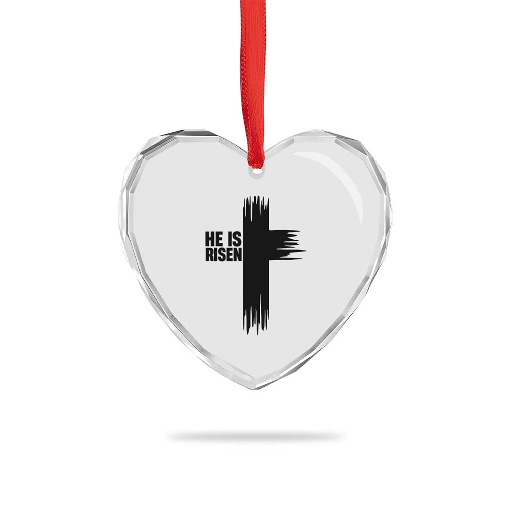 He Is Risen Heart Crystal Glass Ornament Christian Easter Cross TS10 Print Your Wear