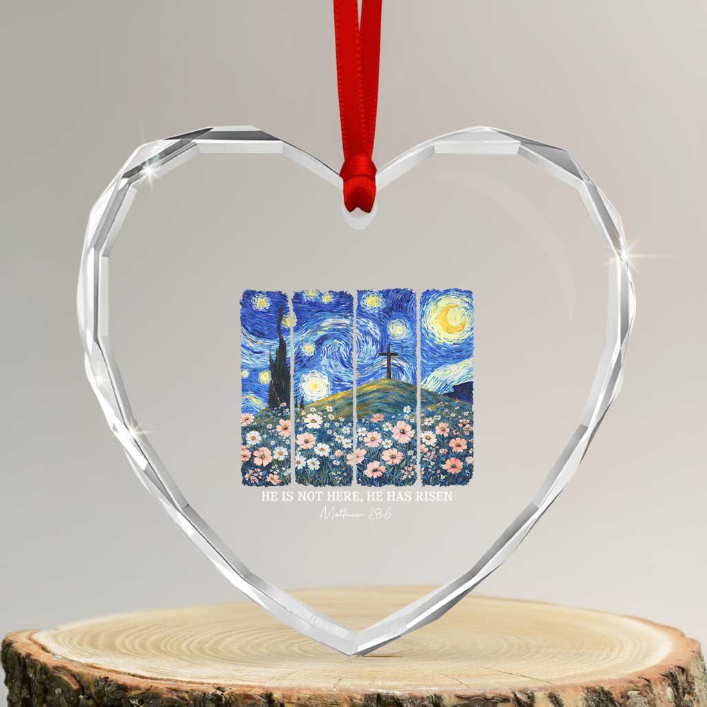 He is Risen Heart Crystal Glass Ornament Christian Easter Starry Night Van Gogh TS14 Transparent Glass 3'' Heart Print Your Wear