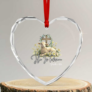 He Is Risen Heart Crystal Glass Ornament Christian Religious Easter Day Bible Verse Sheep TS11 Transparent Glass 3'' Heart Print Your Wear