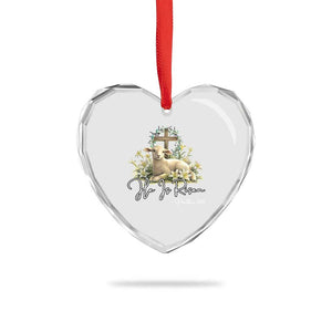 He Is Risen Heart Crystal Glass Ornament Christian Religious Easter Day Bible Verse Sheep TS11 Print Your Wear