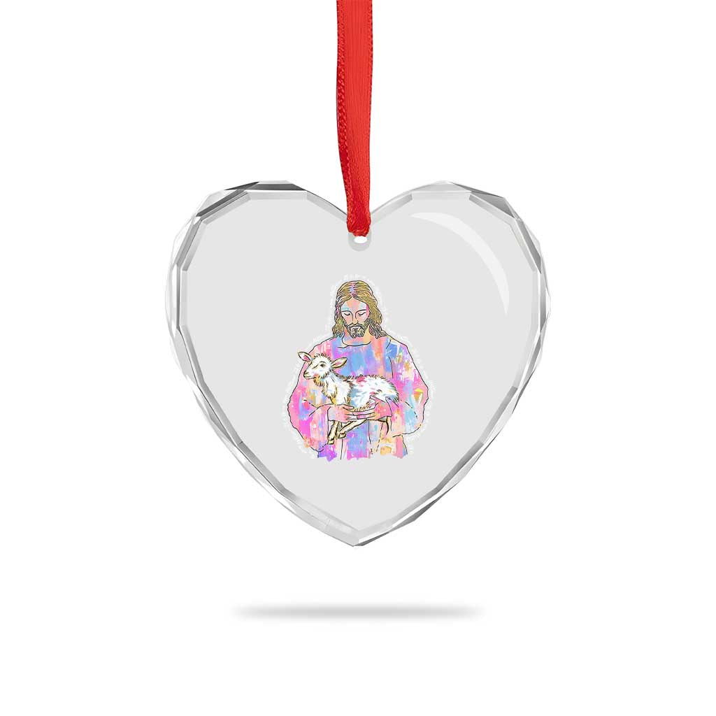 He Is Risen Heart Crystal Glass Ornament Christian Religious Easter Day Bible Verse Sheep Glitter Print TS11 Print Your Wear