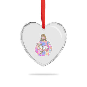 He Is Risen Heart Crystal Glass Ornament Christian Religious Easter Day Bible Verse Sheep Glitter Print TS11 Print Your Wear