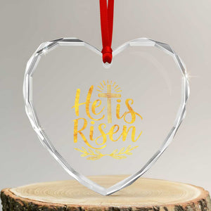 He Is Risen Heart Crystal Glass Ornament Jesus Easter Religious Christians TS10 Transparent Glass 3'' Heart Print Your Wear