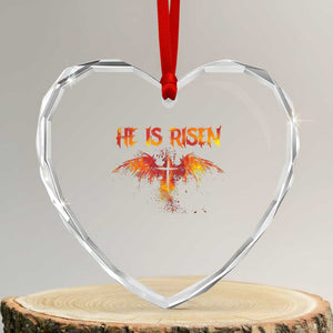 He Is Risen Heart Crystal Glass Ornament Phoenix Christian Jesus Resurrection Cross TS10 Transparent Glass 3'' Heart Print Your Wear