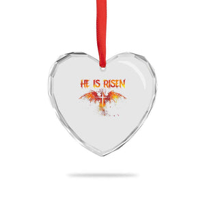He Is Risen Heart Crystal Glass Ornament Phoenix Christian Jesus Resurrection Cross TS10 Print Your Wear