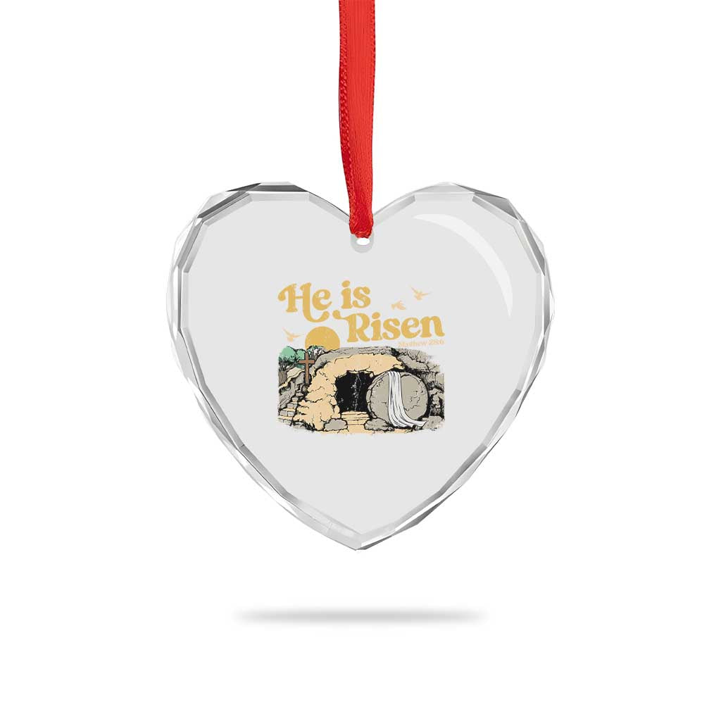 He Is Risen Heart Crystal Glass Ornament Retro Vintage Easter Jesus Christian Apparel TS10 Print Your Wear