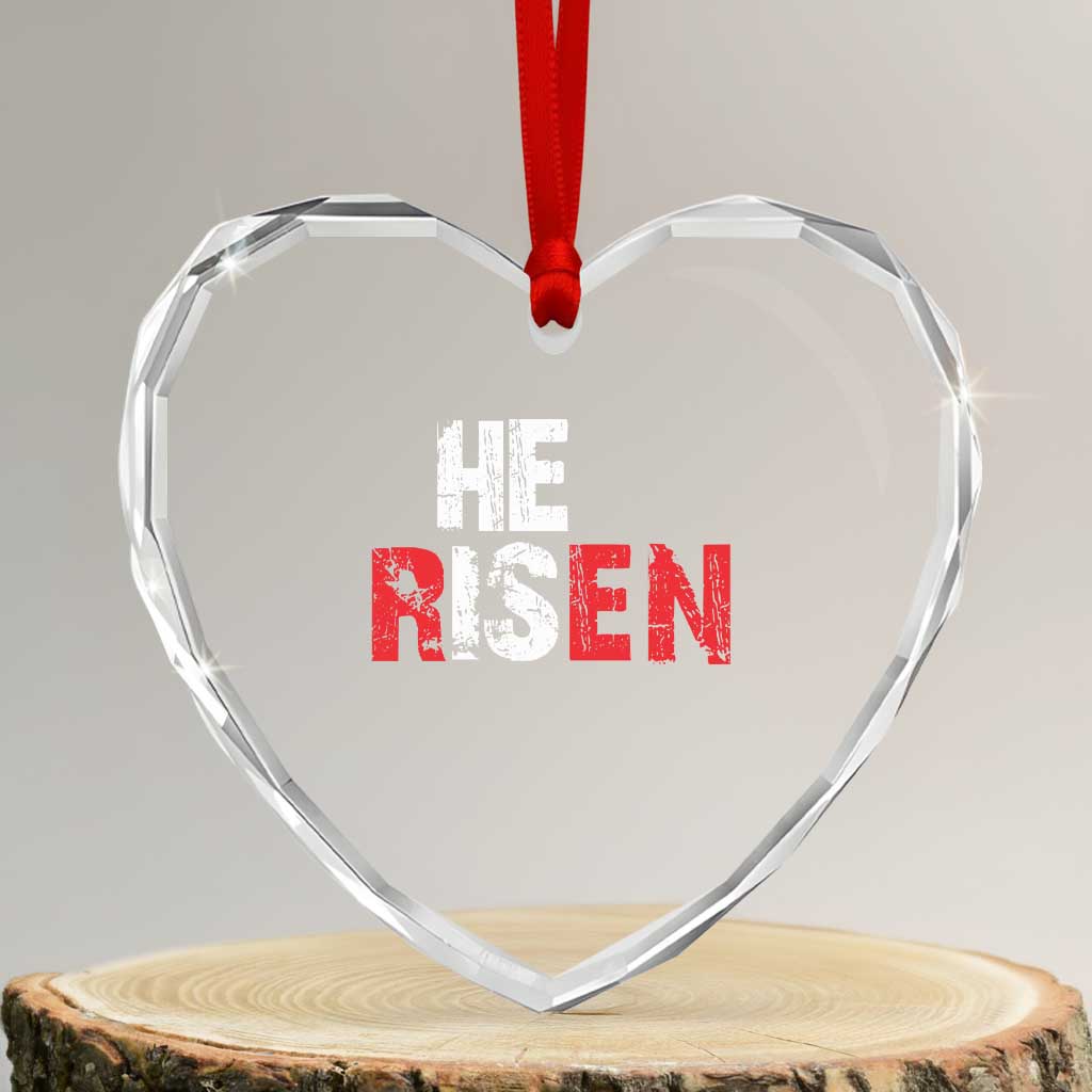 He Is Risen Heart Crystal Glass Ornament Vintage Christian Religious Faith TS10 Transparent Glass 3'' Heart Print Your Wear