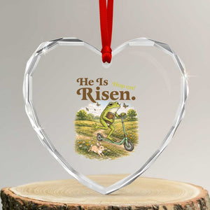 He Is Risen Hop On Heart Crystal Glass Ornament Christian Easter Frog TS14 Transparent Glass 3'' Heart Print Your Wear