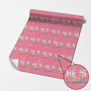 He Is Risen Matthew 28:6 Floral Christian Easter Wrapping Paper Roll Spring Flowers Cross Landscape Faith Inspirational Gift TS02 Pink Print Your Wear