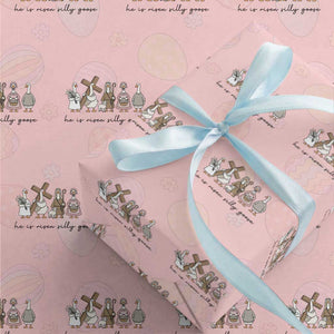 He Is Risen Silly Goose Wrapping Paper Roll Funny Christian Easter TS14 Light Pink Print Your Wear