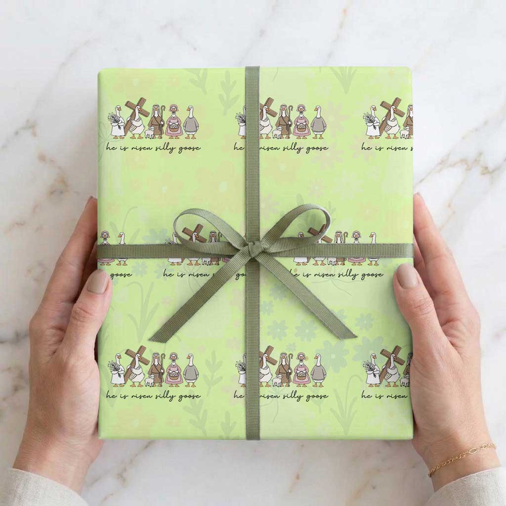He Is Risen Silly Goose Wrapping Paper Roll Funny Christian Easter TS14 Lime Print Your Wear