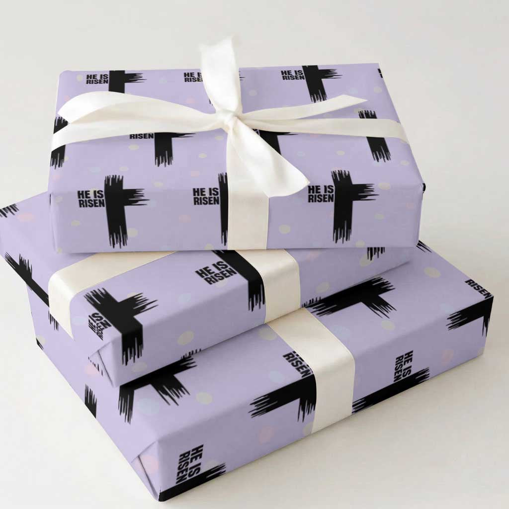 He Is Risen Wrapping Paper Roll Christian Easter Cross TS10 Violet Print Your Wear