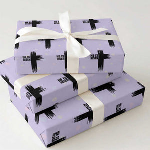 He Is Risen Wrapping Paper Roll Christian Easter Cross TS10 Violet Print Your Wear