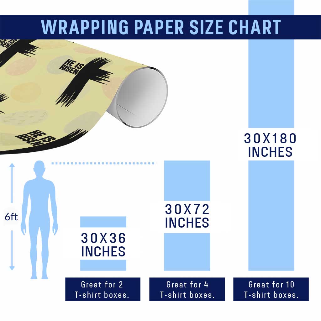 He Is Risen Wrapping Paper Roll Christian Easter Cross TS10 Print Your Wear