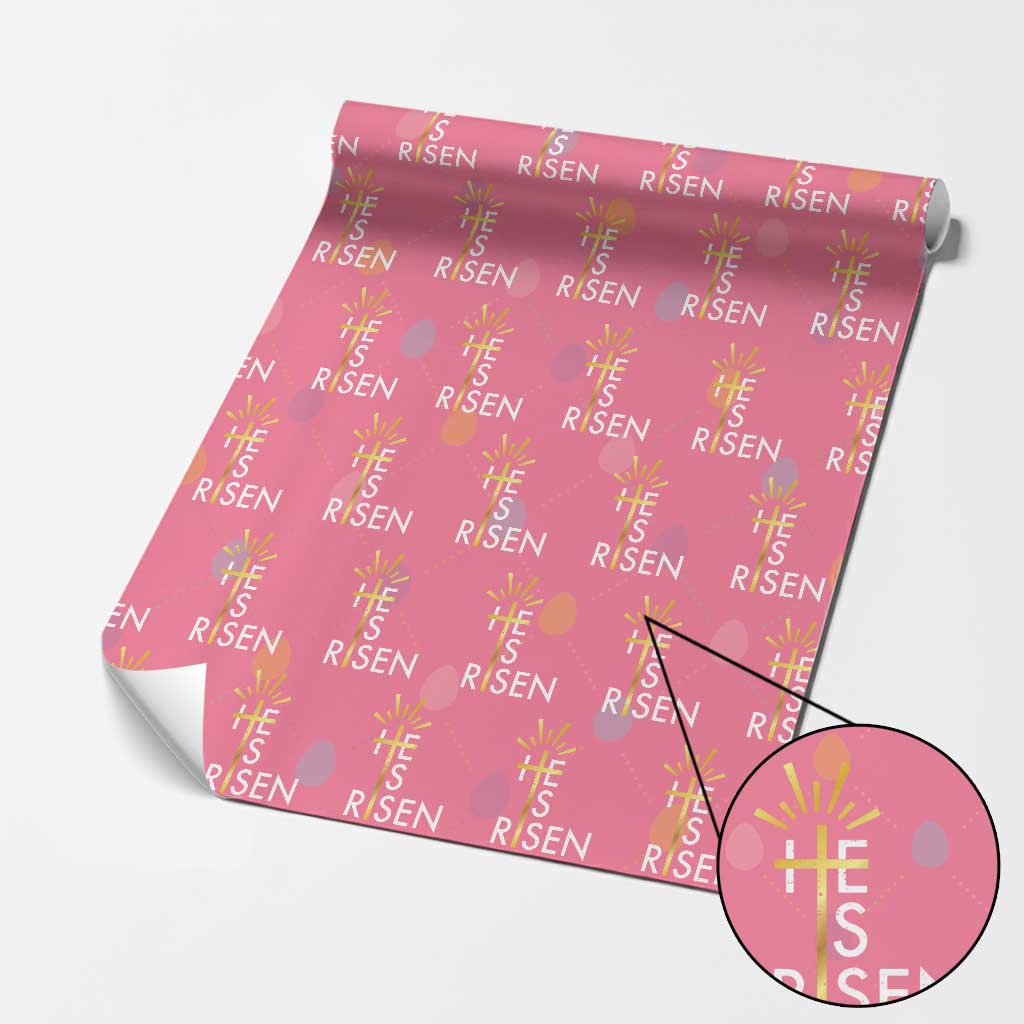 He Is Risen Wrapping Paper Roll Christian Easter Day Religious Bible Verse Cross TS11 Pink Print Your Wear