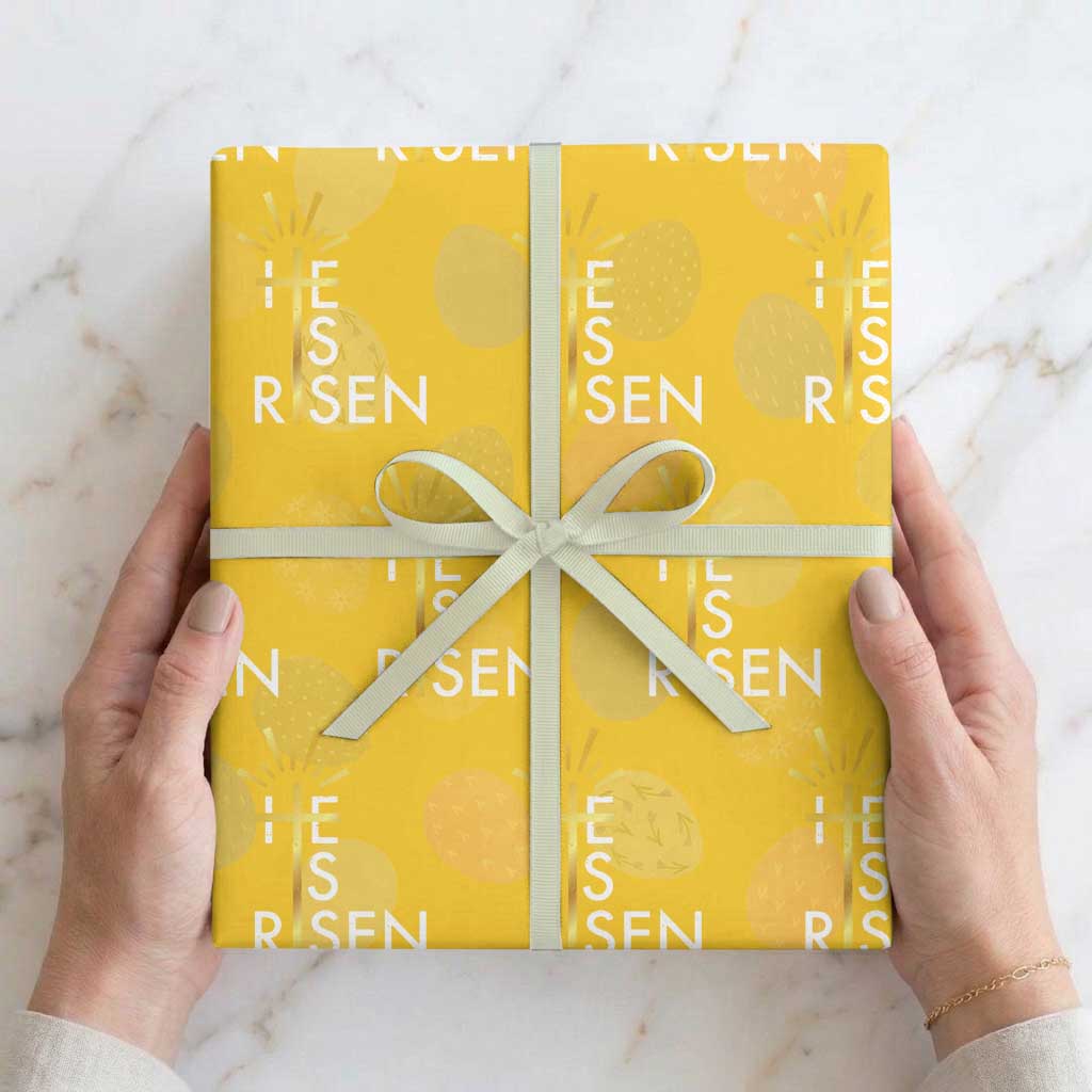 He Is Risen Wrapping Paper Roll Christian Easter Day Religious Bible Verse Cross TS11 Yellow Print Your Wear