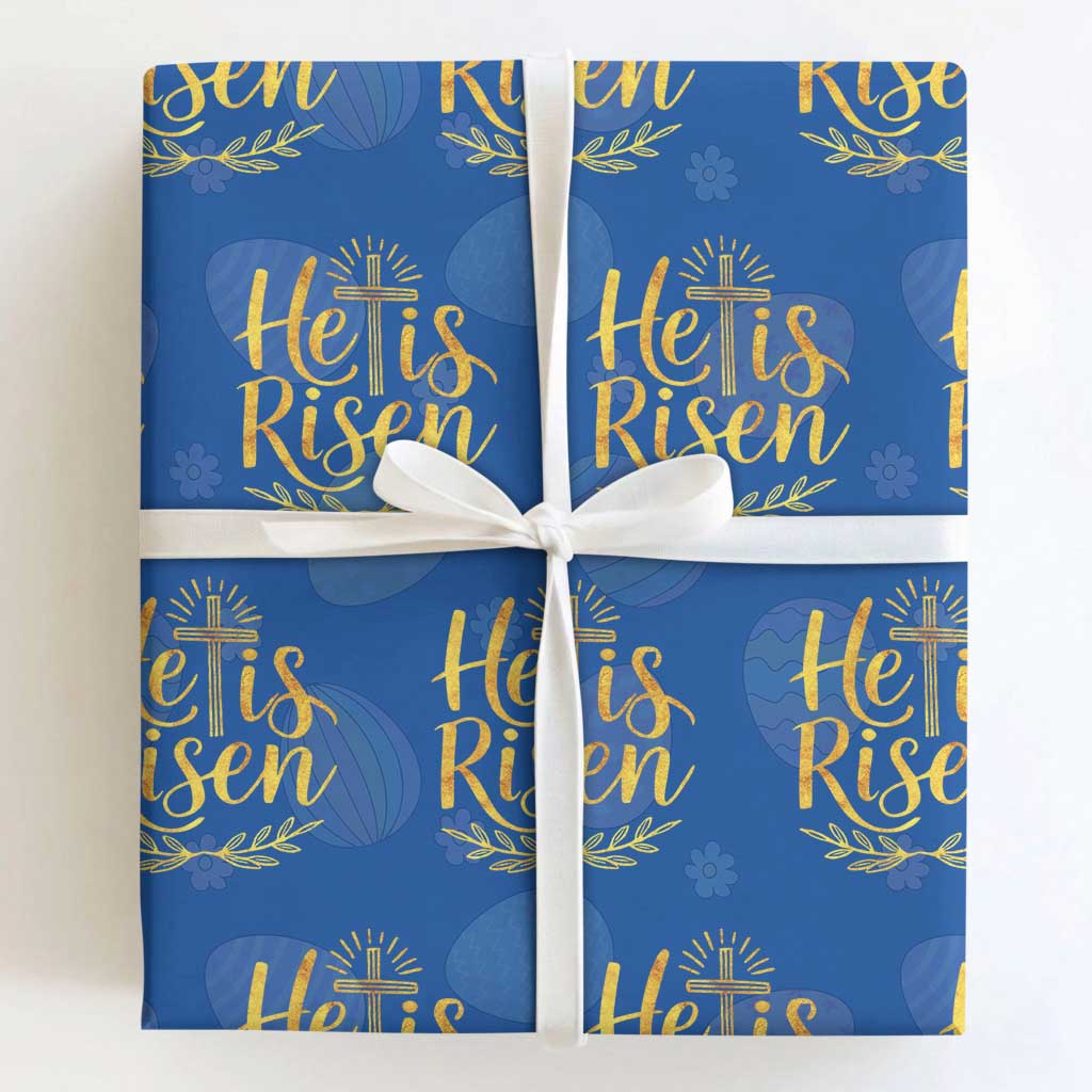 He Is Risen Wrapping Paper Roll Jesus Easter Religious Christians TS10 Royal Blue Print Your Wear
