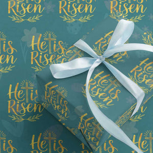 He Is Risen Wrapping Paper Roll Jesus Easter Religious Christians TS10 Teal Print Your Wear