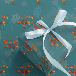 He Is Risen Wrapping Paper Roll Phoenix Christian Jesus Resurrection Cross TS10 Teal Print Your Wear