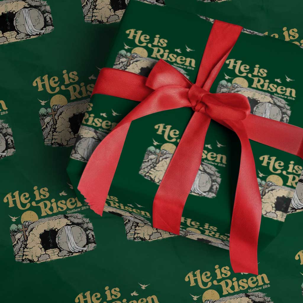 He Is Risen Wrapping Paper Roll Retro Vintage Easter Jesus Christian Apparel TS10 Green Print Your Wear