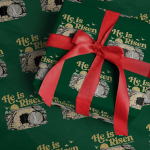 He Is Risen Wrapping Paper Roll Retro Vintage Easter Jesus Christian Apparel TS10 Green Print Your Wear