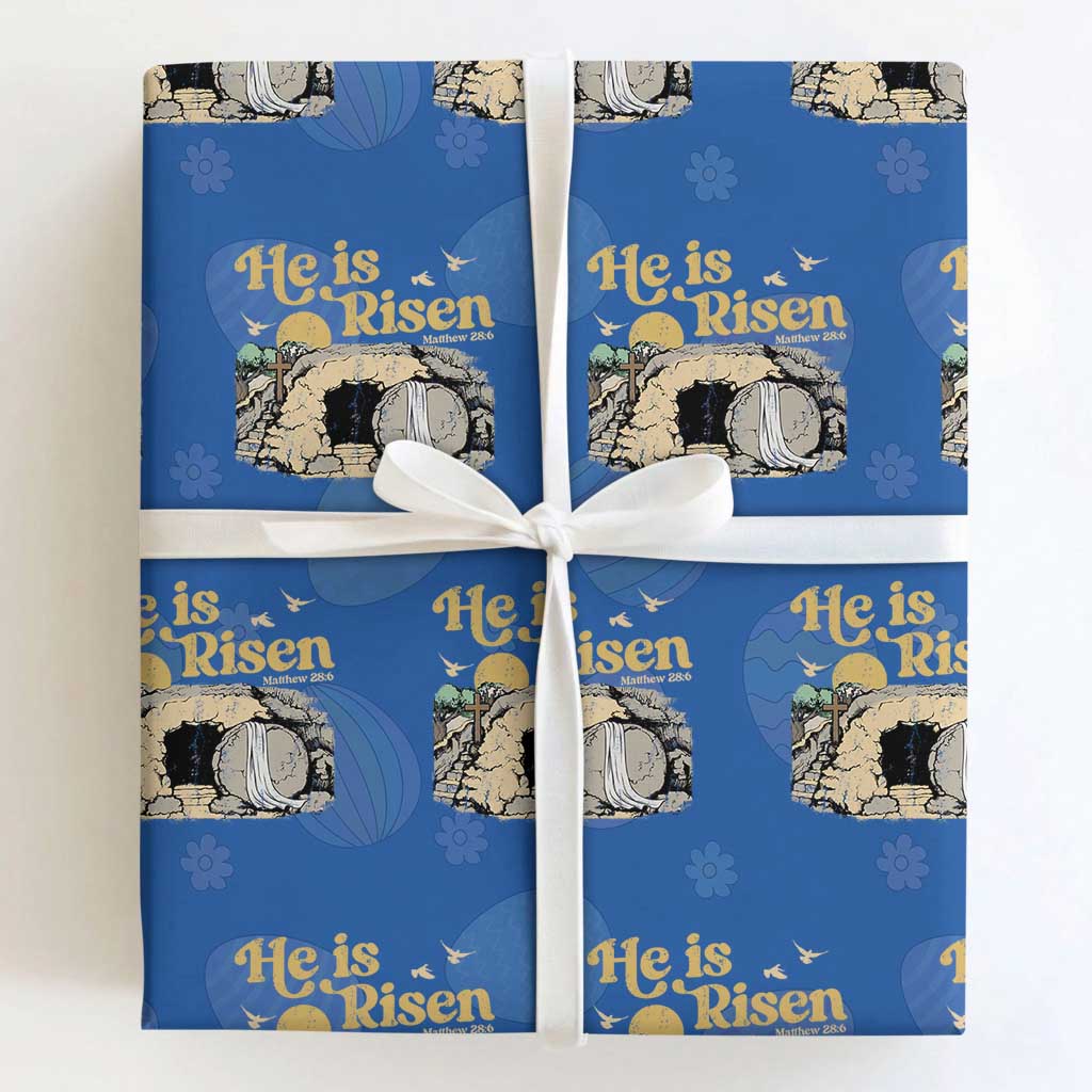 He Is Risen Wrapping Paper Roll Retro Vintage Easter Jesus Christian Apparel TS10 Royal Blue Print Your Wear