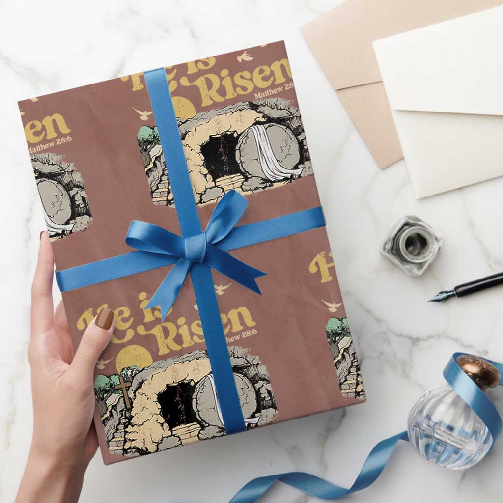 He Is Risen Wrapping Paper Roll Retro Vintage Easter Jesus Christian Apparel TS10 Mocha Print Your Wear