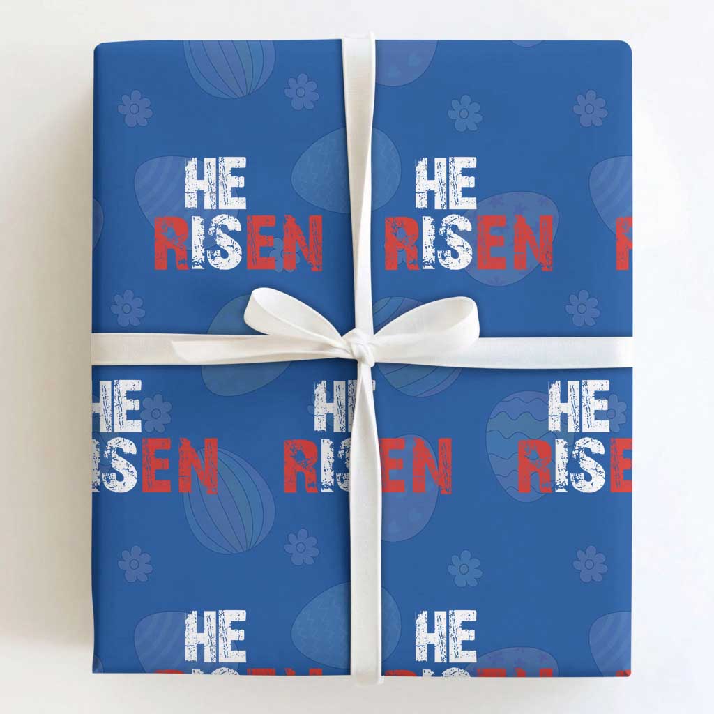 He Is Risen Wrapping Paper Roll Vintage Christian Religious Faith TS10 Royal Blue Print Your Wear