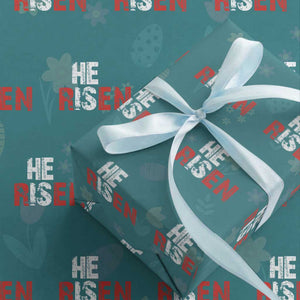 He Is Risen Wrapping Paper Roll Vintage Christian Religious Faith TS10 Teal Print Your Wear