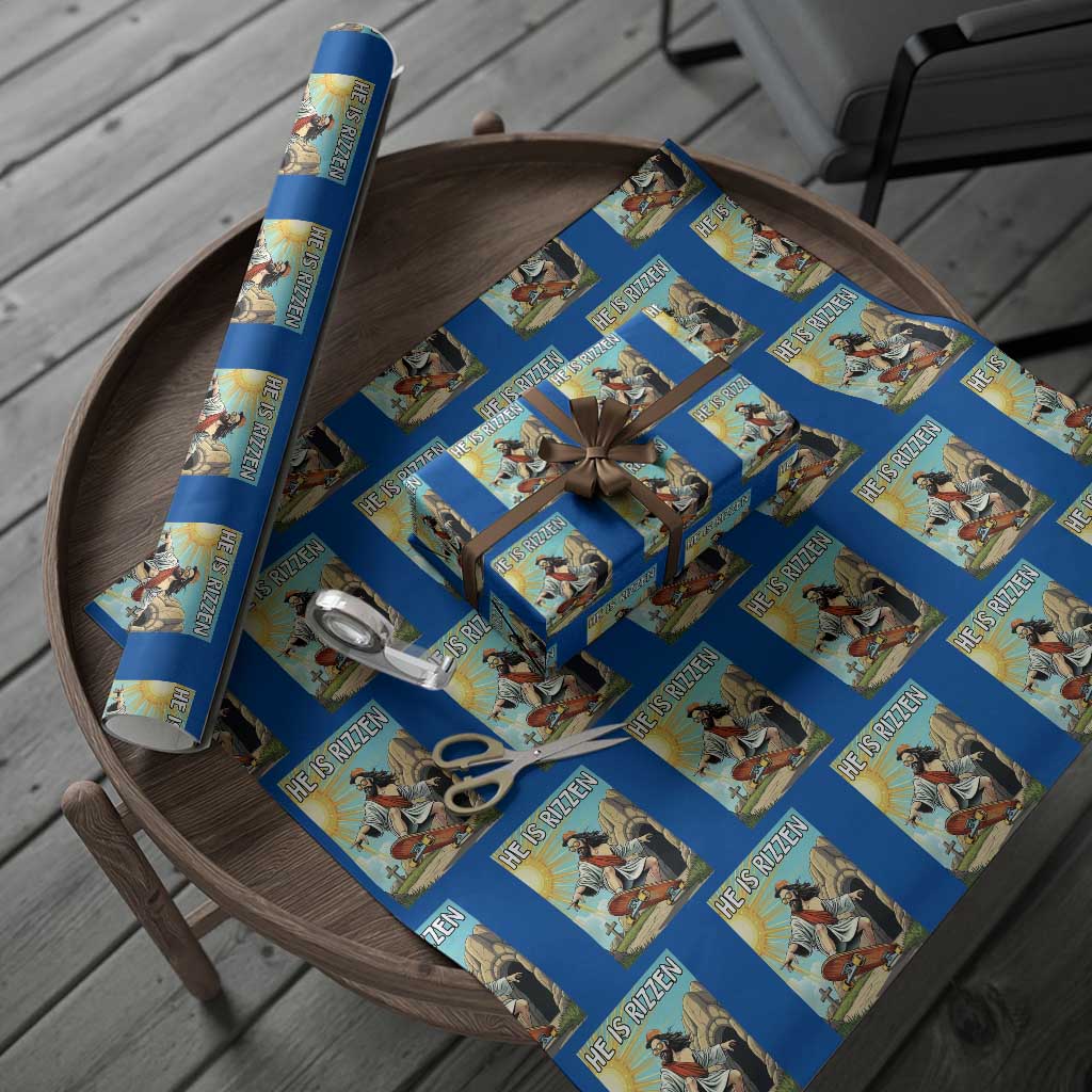He is Rizzen Wrapping Paper Roll Funny Jesus Skateboarding Christian Meme TS10 Blue Print Your Wear