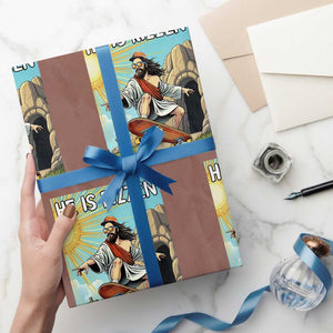 He is Rizzen Wrapping Paper Roll Funny Jesus Skateboarding Christian Meme TS10 Mocha Print Your Wear
