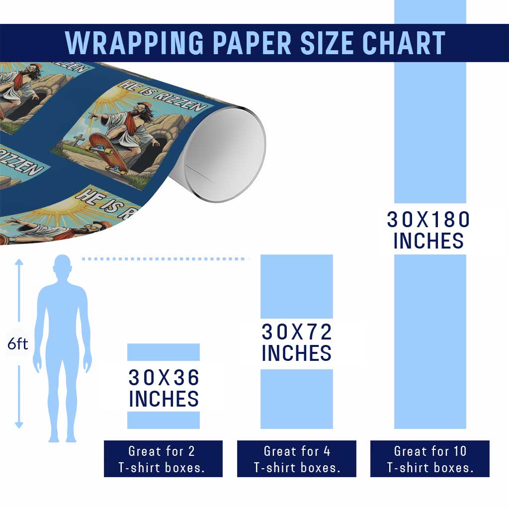 He is Rizzen Wrapping Paper Roll Funny Jesus Skateboarding Christian Meme TS10 Print Your Wear