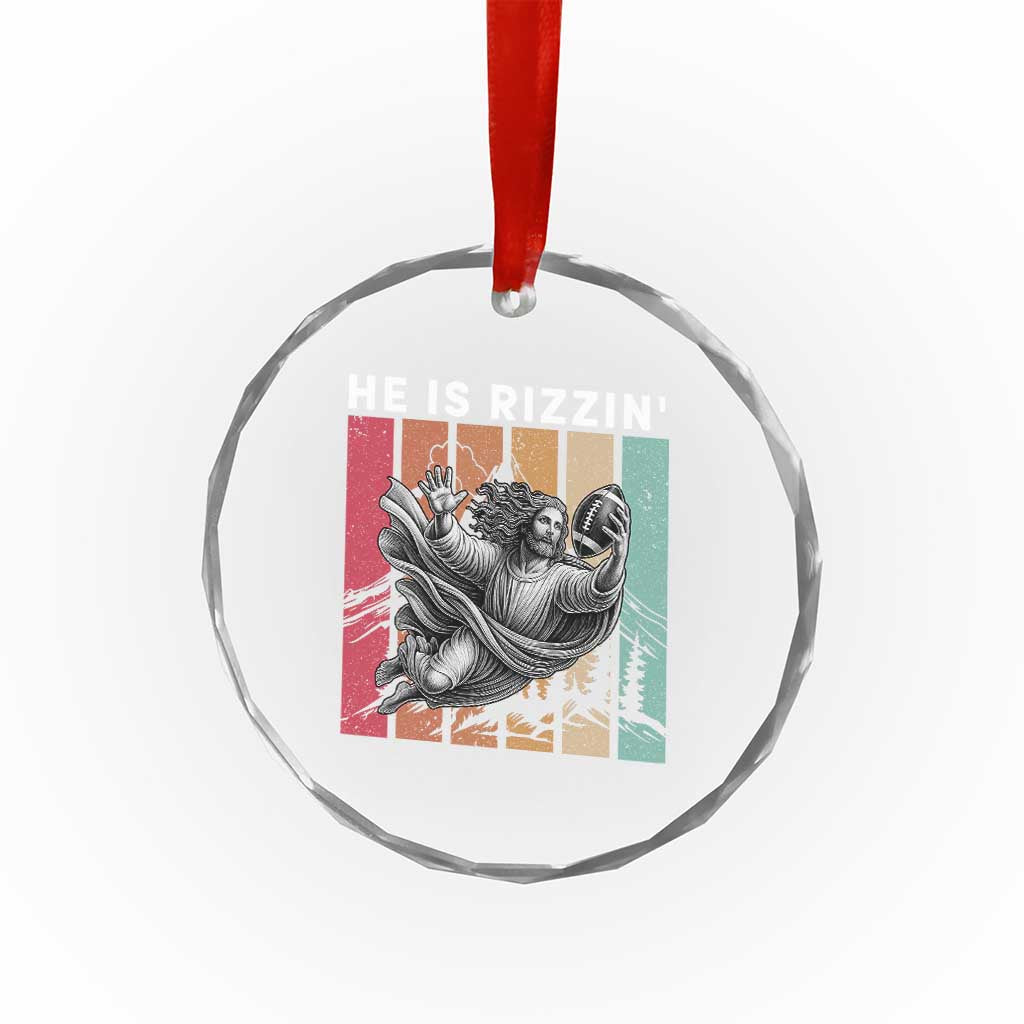He Is Rizzin Crystal Glass Ornament Funny Christian Football Lover Gift TS12 Print Your Wear