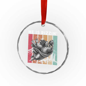 He Is Rizzin Crystal Glass Ornament Funny Christian Football Lover Gift TS12 Print Your Wear