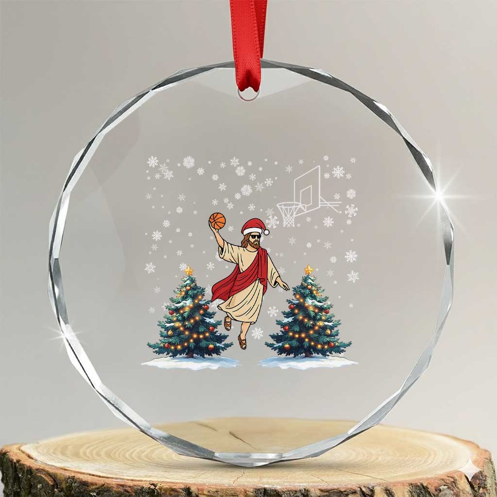 He Is Rizzin Crystal Glass Ornament Funny Xmas Slam Dunk Basketball Gift TS12 Transparent Glass 3'' Circle Print Your Wear