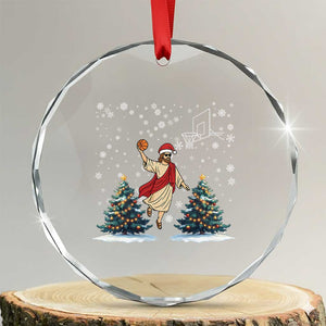 He Is Rizzin Crystal Glass Ornament Funny Xmas Slam Dunk Basketball Gift TS12 Transparent Glass 3'' Circle Print Your Wear