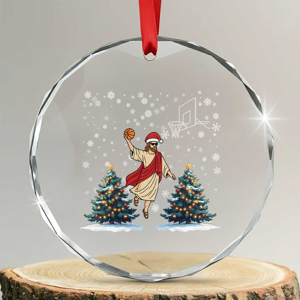 He Is Rizzin Crystal Glass Ornament Funny Xmas Slam Dunk Basketball Gift TS12 Transparent Glass 3'' Circle Print Your Wear